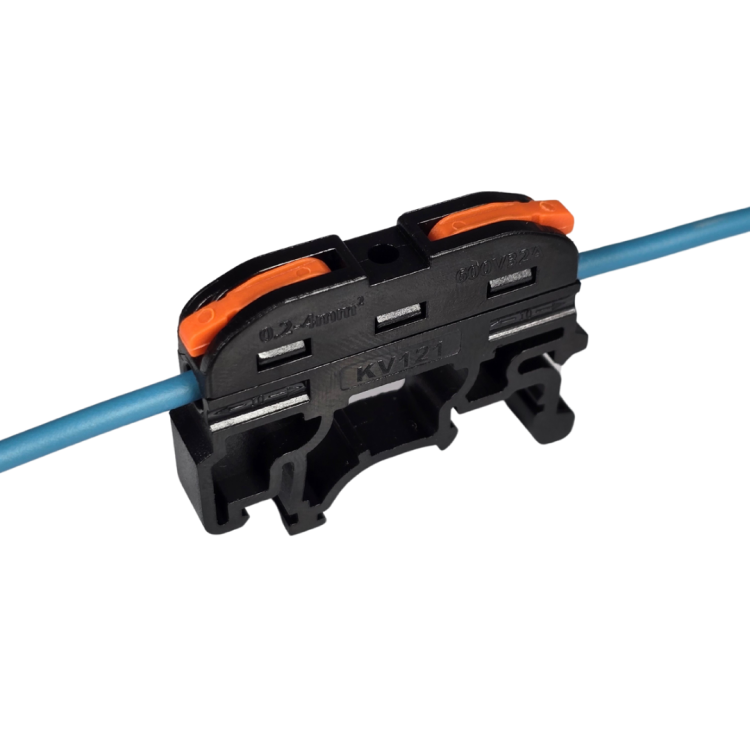 SZYBKOZŁĄCZKA ELEKTRYCZNA CZARNA TAC KV121BL 1-TOROWA – kompaktowa złączka instalacyjna do przewodów jednodrutowych i elastycznych, bezpieczne i trwałe połączenia kabli, alternatywa dla kostek elektrycznych.