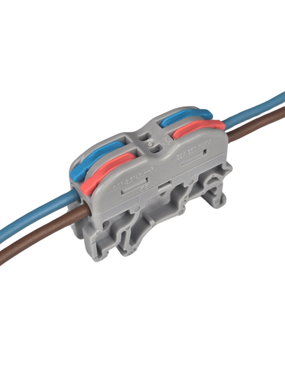 Szybkozłączka elektryczna TAC PCG222C 2-TOROWA – kompaktowa złączka do podłączenia 2 przewodów jednodrutowych i elastycznych, zapewniająca bezpieczne, trwałe połączenia i nowoczesną alternatywę dla kostek elektrycznych.