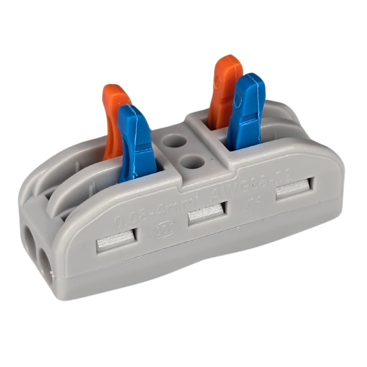 Szybkozłączka elektryczna TAC SPL2C 2-torowa – kompaktowa zaciskowa złączka instalacyjna do przewodów jednodrutowych i elastycznych, zapewniająca bezpieczne i trwałe połączenia kabli, nowoczesna alternatywa dla tradycyjnych kostek elektrycznych.