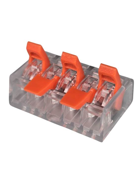 Szybkozłączka elektryczna TAC PCT222-415 5-TOROWA – kompaktowa zaciskowa złączka instalacyjna do przewodów jednodrutowych i elastycznych, zapewniająca bezpieczne i trwałe połączenia kabli, nowoczesna alternatywa dla tradycyjnych kostek elektrycznych.