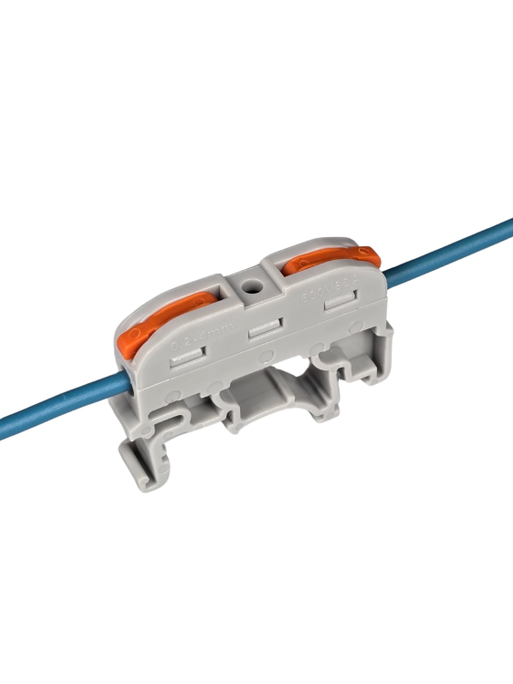 Szybkozłączka elektryczna szara TAC KV121G 1-torowa – kompaktowa złączka do przewodów jednodrutowych i elastycznych, zapewniająca bezpieczne, trwałe połączenia kabli, łatwy montaż i praktyczną alternatywę dla tradycyjnych kostek.