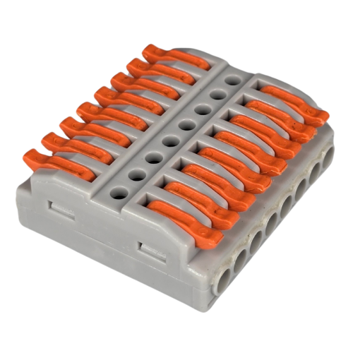 Szybkozłączka elektryczna przelotowa TAC SPL8 – kompaktowa złączka instalacyjna do przewodów jednodrutowych i wielodrutowych, szybkie, bezpieczne i trwałe połączenia kabli, nowoczesna alternatywa dla tradycyjnych kostek elektrycznych.