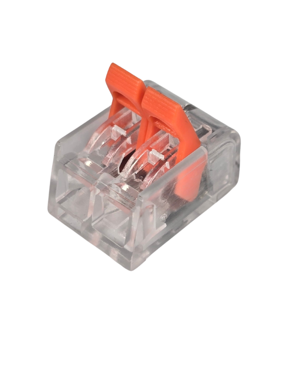 Szybkozłączka elektryczna TAC PCT222-412 2-TOROWA – kompaktowa złączka do podłączenia 2 przewodów jednodrutowych i elastycznych, zapewniająca bezpieczne, trwałe połączenia i nowoczesną alternatywę dla kostek elektrycznych.