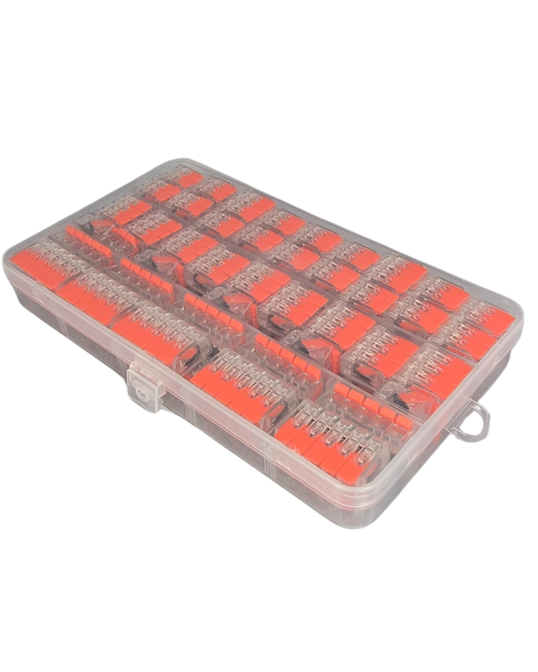 Szybkozłączki elektryczne TAC PCT222412-414-415 zestaw 75 sztuk – złączki instalacyjne bezśrubowe push in do przewodów drut i linka, szybkozłączka elektryczna do kabli, złączki sprężynowe uniwersalne do instalacji domowych i przemysłowych