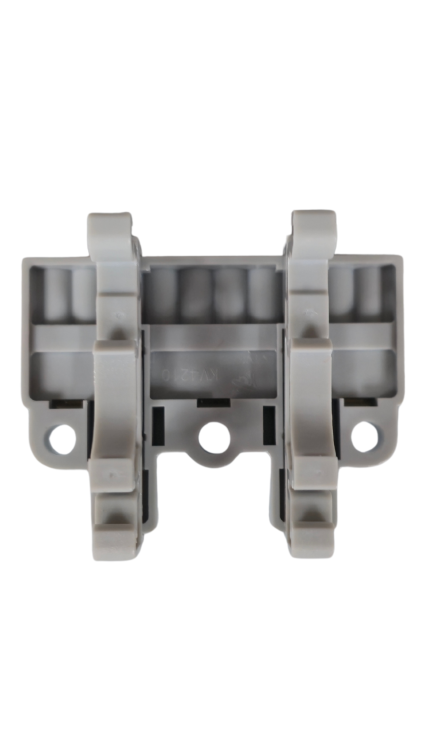 Szybkozłączka elektryczna KV4210 – przelotowy rozgałęźnik na szynę DIN 2/10, kompaktowa, beznarzędziowa złączka do przewodów jednodrutowych i elastycznych, zapewniająca szybkie, bezpieczne i trwałe połączenia kabli.