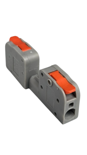 Szybkozłączka elektryczna TAC SPL1_KV232 kompaktowa przelotowa złączka instalacyjna do przewodów jednodrutowych i elastycznych, zapewnia bezpieczne i trwałe połączenia kabli, nowoczesna alternatywa dla tradycyjnych kostek elektrycznych.