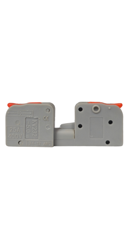 Szybkozłączka elektryczna TAC SPL1_KV232 kompaktowa przelotowa złączka instalacyjna do przewodów jednodrutowych i elastycznych, zapewnia bezpieczne i trwałe połączenia kabli, nowoczesna alternatywa dla tradycyjnych kostek elektrycznych.