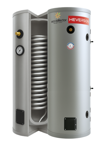 Zbiornik CWU HEVERSON 300 L z jedną wężownicą ze stali nierdzewnej, trwały zasobnik wody użytkowej, odporny na korozję, łatwy w montażu, kompaktowy, idealny do domów, mieszkań i obiektów komercyjnych, zapewnia komfortowe i szybkie podgrzewanie wody.