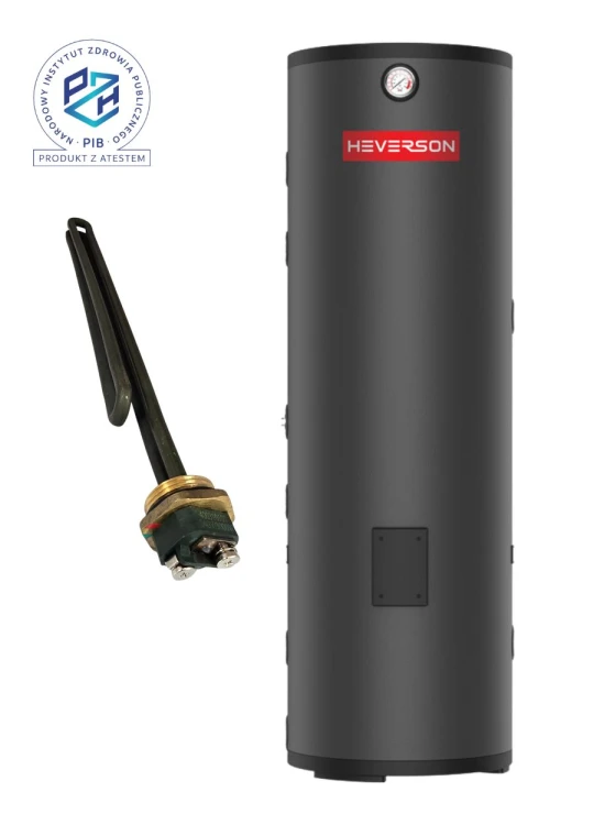 Zasobnik CWU HEVERSON HWT 200L z jedną wężownicą ze stali nierdzewnej – bojler do ciepłej wody użytkowej, wysoka jakość, energooszczędny podgrzewacz wody, zbiornik pionowy 200 litrów
