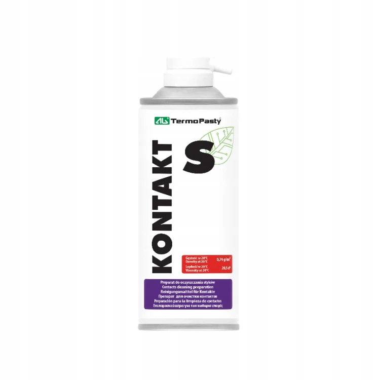 Spray do czyszczenia styków 400 ml ze szczoteczką AG Termopasty. Preparat do czyszczenia i konserwacji styków elektrycznych, złączy oraz elementów elektroniki. Środek poprawiający jakość połączeń elektrycznych.
