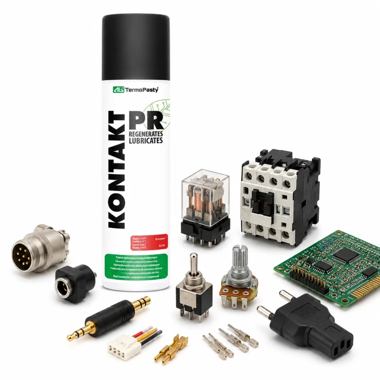 Kontakt PR 300 ml AG Termopasty – preparat czyszczący i regenerujący potencjometry. Środek do konserwacji regulatorów, przełączników i styków elektrycznych. Idealny do serwisu elektroniki, sprzętu audio oraz urządzeń elektrycznych.