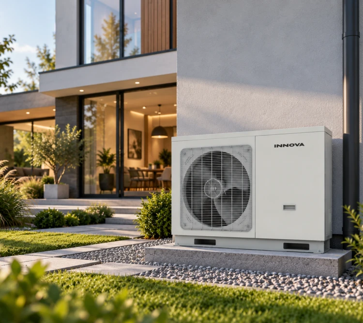 Pompa ciepła powietrze-woda INNOVA Nordic Monoblock 10 kW przy domu